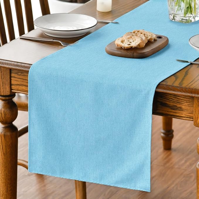 Artoid Mode Light Blue Table Runner, Seasonal Summer Washable Kitchen Dining Table Decoration for Home Party Decor 13x72 Inch