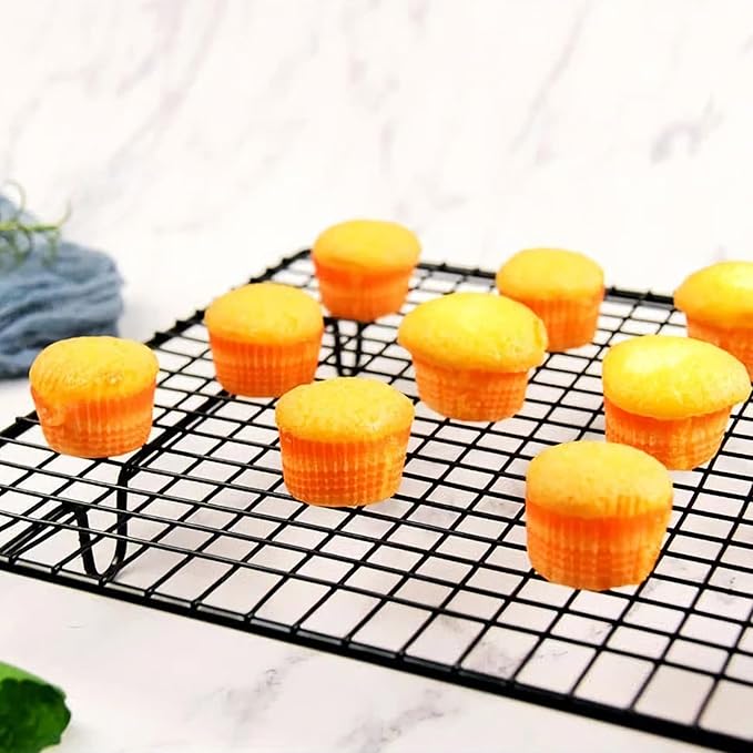 NUOBESTY 2pcs Stainless Steel Baking Cooling Racks Nonstick Cake Cooler Wire Rack for Cookies Bread Muffins Baking Kitchen Tool