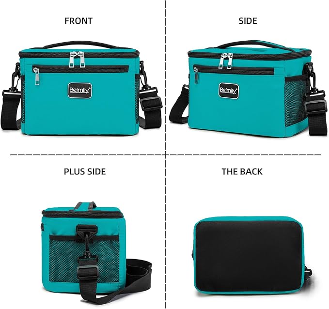 BEIMILY Lunch Box for Men/Women,Small Insulated Lunch Bag,Reusable LunchBox for work Picnic Hiking Beach,Leakproof Soft Cooler Tote Bag Organizer with Adjustable Shoulder Strap for Adults(Teal)