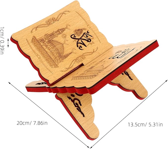 PRETYZOOM Wooden Book Stand Bible Quran Prayer Book Holder Storage Display Rack Ramadan Reading Shelf for Cookbook Magazines Textbooks 7.87 X 5.31 Inches
