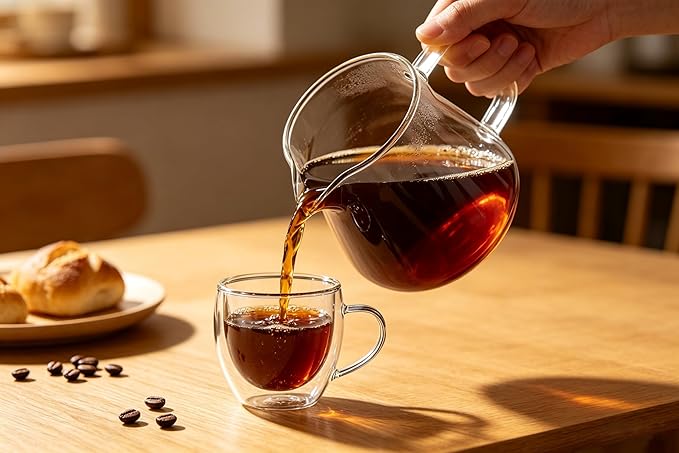 CNGLASS 5oz Espresso Mugs (Set of 4),Double Wall Insulated Glass Coffee Mugs with Handle,Espresso Shot Glasses,Clear Expresso Coffee Cups…