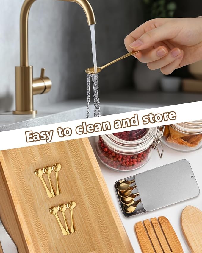 Tiny Spoons - Mini Stainless Steel Spoons 2.9 inch for Salt Jars Spice Jars, SUS 304 Food Grade Seasoning Spoon for Powder Spices, Pepper, Sugar, Coffee
