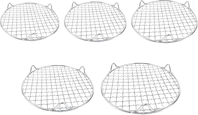 Round BBQ Grill Rack Cooling Rack 304 Stainless Steel Heavy Duty Wire Racks with Feet for Baking Cooking Grilling Fits Air Fryer Pressure Cooker Stockpot Round Cake Pan (13.4 Inch)