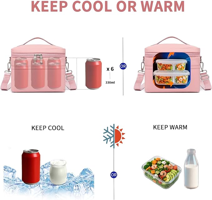 Insulated Lunch Bag for Women Adult Lunch Box Lightweight Waterproof Lunchbox Soft Cooler Reusable Lunch Bags for Work