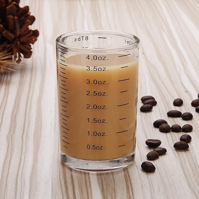 Measuring Cup Shot Glass 3 Ounce/90ML Liquid Heavy High Espresso Glass Cup Black Line (Black)