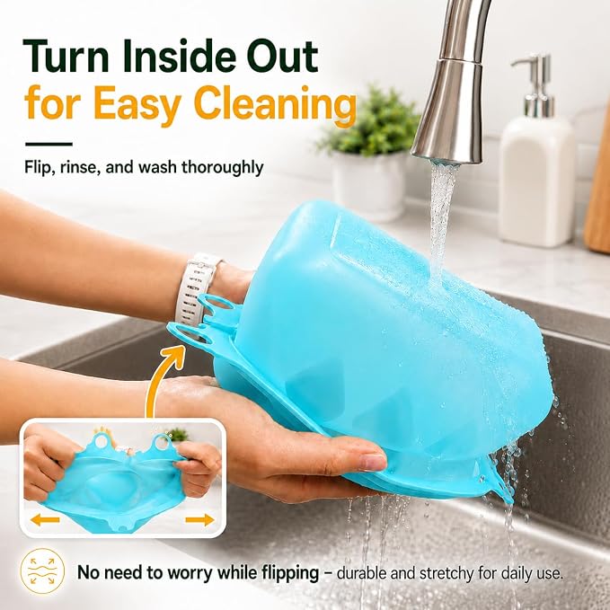 Yosmer Reusable Silicone Food Storage Bag, 50oz/1500ml Food-Grade Silicone Stand-Up Bag with Magnetic Self-Sealing Opening, Clear Windows, Freezer & Dishwasher Safe, Aqua, 1 Pack