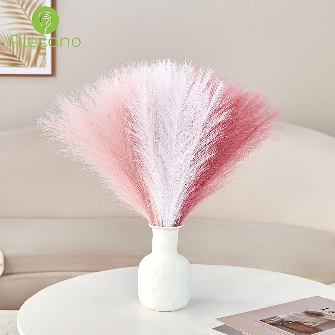 Alecono 𝟴𝟬𝙋𝙘𝙨 Pampas Grass 17in, Pink Decor for Home Decoration, Faux Pampas Grass Wall Decor for Wedding Centerpieces Party Decorations(Blush, Cream, Pink, No Vase)
