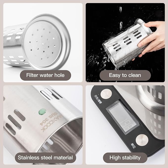 Stainless Steel Chopstick Holder, 18/8 Stainless Steel Utensil Holder for Countertop, Round Drain Holes