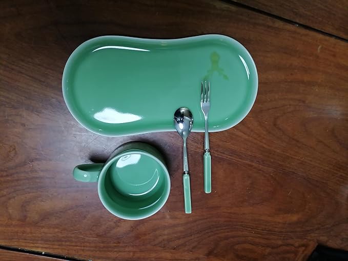 Longquan UNESCO Heritage Celadon Coffee Set Double-glazed collector's edition with oval-shaped plates and tableware - handcrafted plum green glaze ceramic gift box (1, Plum green glaze)