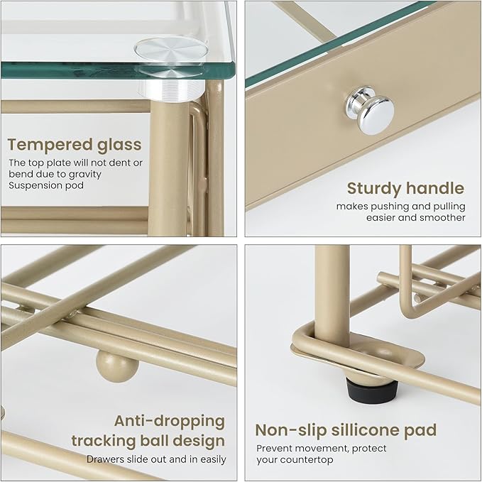 Coffee Pod Holder With Tempered Glass Top Drawer - Compatible With K Cup Pods, Holds 36 - Storage Organizer for Shop, Office, Kitchen Counter 14 13 3 in