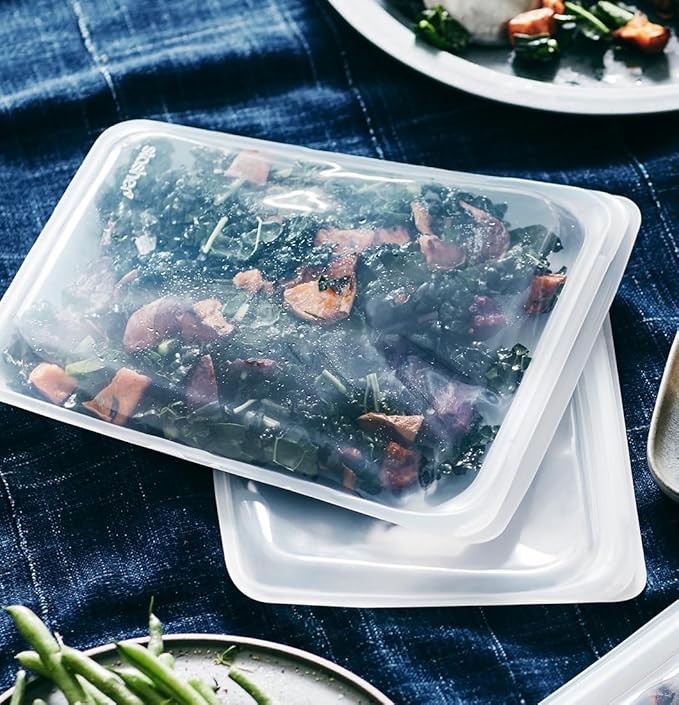 Stasher Silicone Reusable Food Storage Bag, Half Gallon Silicone Bag, Meal Prep, Reusable Freezer Bag, Microwave, Dishwasher, Oven Safe, Sous Vide, Eco Friendly, Food Storage Bag, 64 oz, Clear