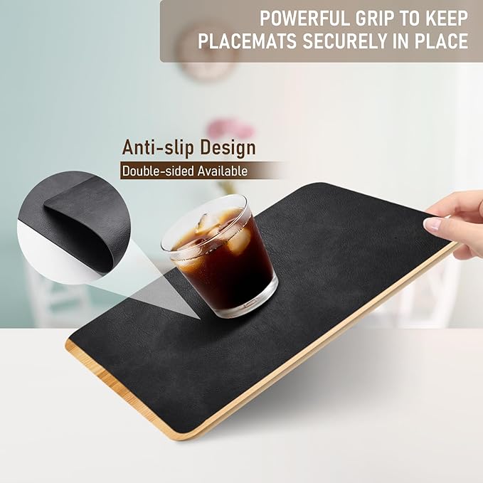 UnivoColors Placemats,Heat Resistant Placemats Set of 4 Washable 12 x 17 Inch,Waterproof Table Mats,Wipeable Pu Place Mats for Kitchen,Dining Room.Camel