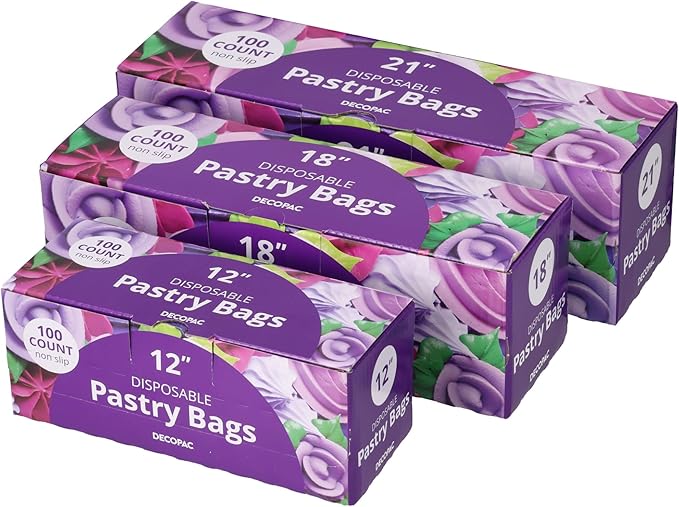 DecoPac Disposable Pastry Bag, Piping Bags with Non-Slip Outer Surface, Pack of 100 Clear Bags - 12 Inch