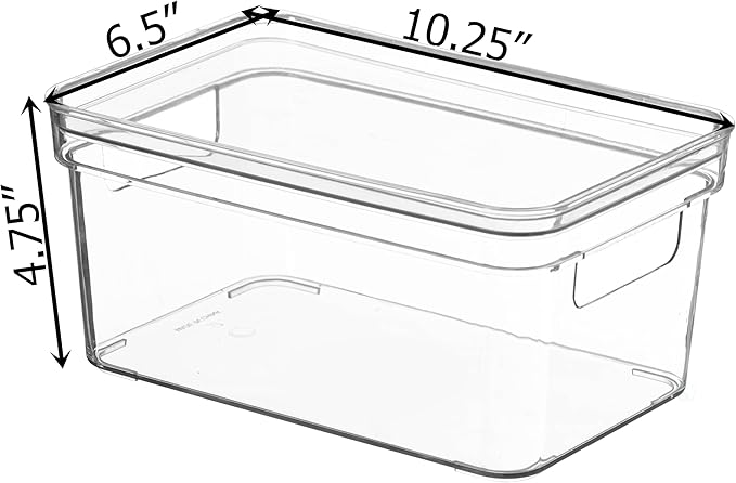 Basicwise Set of 3 Small Clear Storage Containers with Lid For Kitchen Pantry Cabinet & Fridge Storage For Organizing Snacks Produce Supplies Or Essentials Durable Bin For Home Apartment Or Office Use