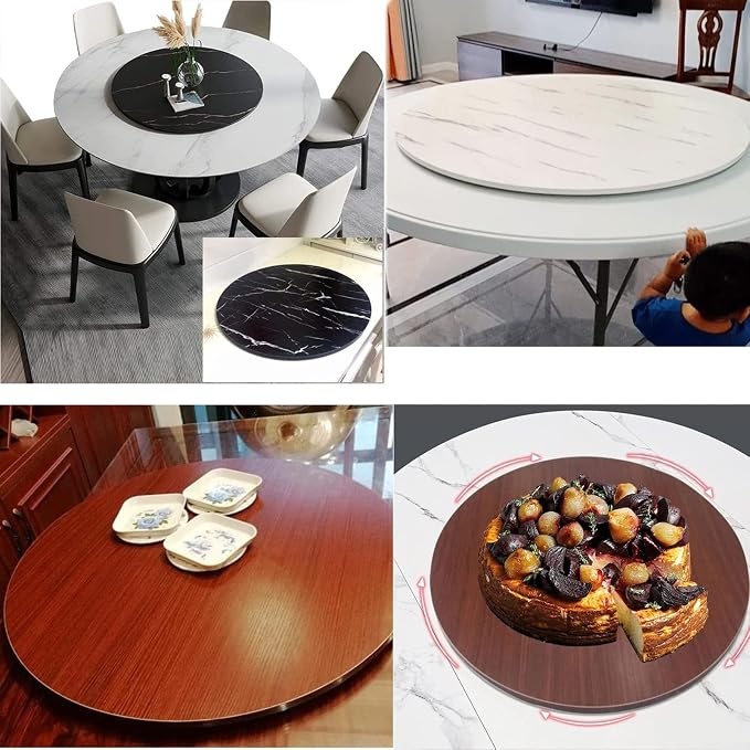 50cm 70cm 90cm Rotating Turntable Lazy Susan For Round Dining Table Tabletop, Round Wooden Rotating Tray, Sturdy, Home Kitchen Hotel Dining Table Turntable Serving Plate (Color : Black, Size : Ø80cm