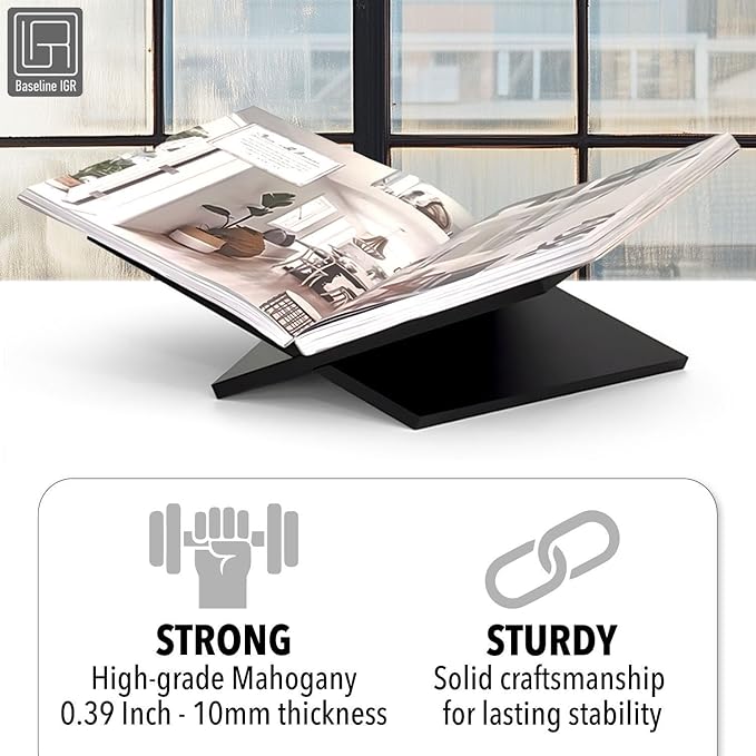 Strong Angled Modern Wood Book Stands for Display - Large Bookstand- 12.5" x 9.5" x 5.5" Wooden Bible Stand Display, Book Opener Holder