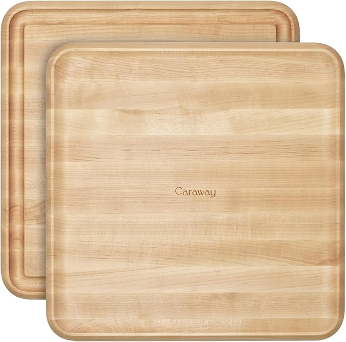 Caraway 12” Prep & Serve Butcher Block, Wood Cutting Board for Kitchen, Square Dual-Sided Chopping Block for Prep, Presentation, and Serving, Maple