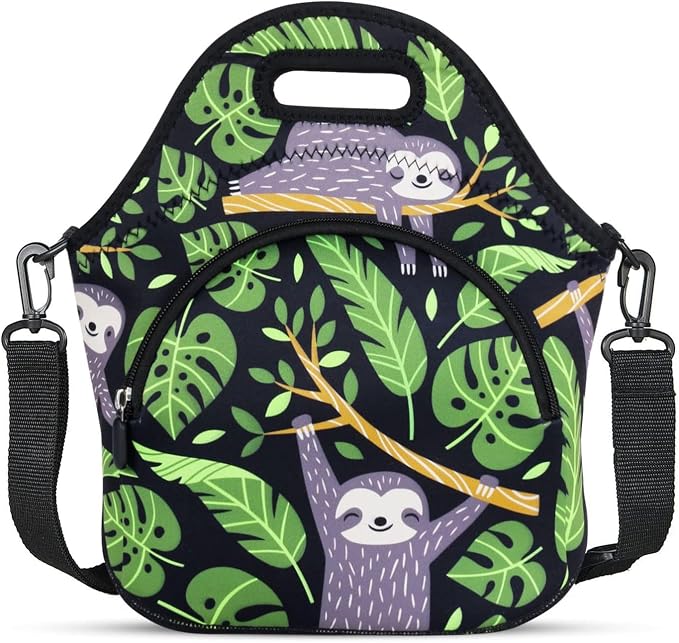 Violet Mist Neoprene Lunch Bag Tote Reusable Insulated Lunch Box with Adjustable Shoulder Strap&Pocket for Women,Men,Adults