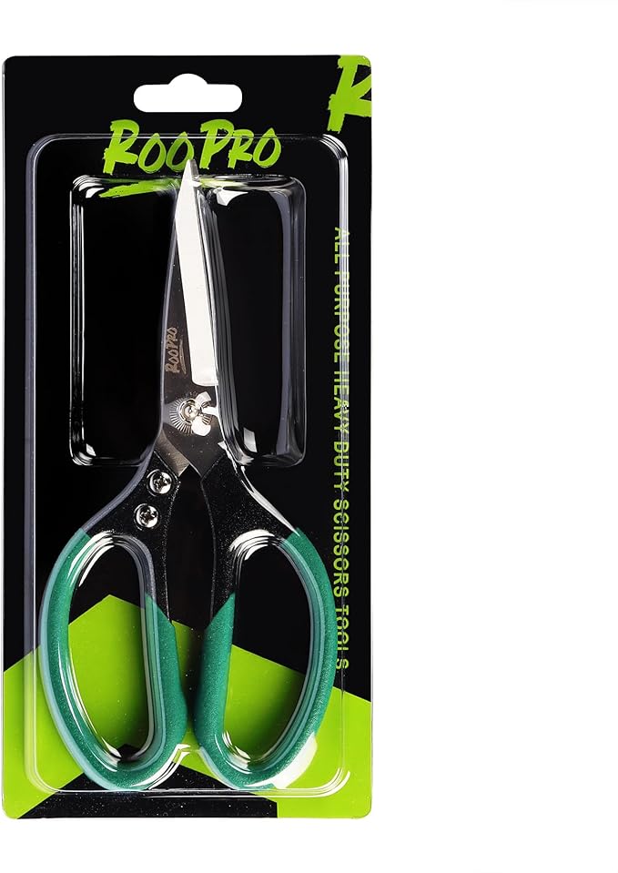 Heavy Duty Scissors All Purpose, 8.5 inch Stainless Steel Utility Sharp Shears, Aluminum Alloy Handle for Cutting Cardboard,Carpet,Fabric,Leather,Rope,Rubber,Plastic and Kitchen or Workshop Use