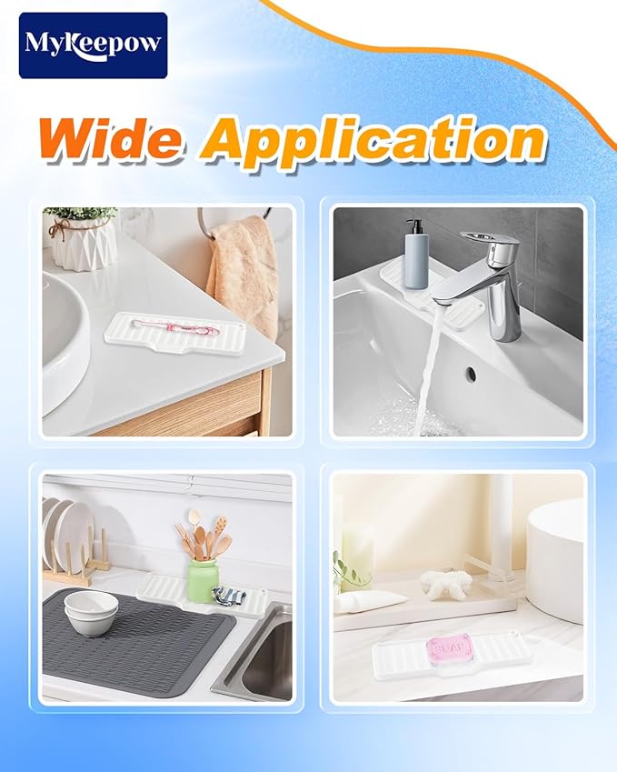 2 Pack White Dish Wand Holder Compatible with Scotch-Brite Dishwand,Silicone Sponge Holder Kitchen Sink Organizer Tray for Dish Caddy Soap Dispenser Scrubber Spoon Bottle