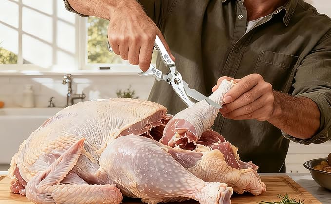 Kitchen Scissors Poultry Shears Heavy Duty Silver, Dishwasher Safe Japan Kitchen Shear for Food Chicken Scissor, Fish, Meat Cutting Scissors Cooking Shears Gifts for Men Women