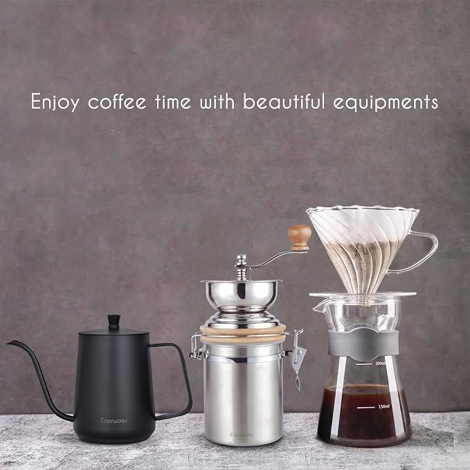 Easyworkz Gooseneck Pour Over Coffee Kettle 30 fl oz Stainless Steel Hand Drip Coffee Pot With Long Narrow Spout, Suitable for Induction Cookers, Black