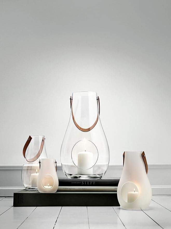 Holmegaard Design with Light Lantern, Clear, 9.8" H x 6.1" D, Designed by Maria Berntsen, Gift Box Included