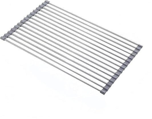 Roll up Dish Drying Rack Over The Sink Kitchen Roll up Sink Drying Rack Portable Dish Drainer Foldable Dish Drying Rack (Gray, 14.5 inch x 11.6 inch)