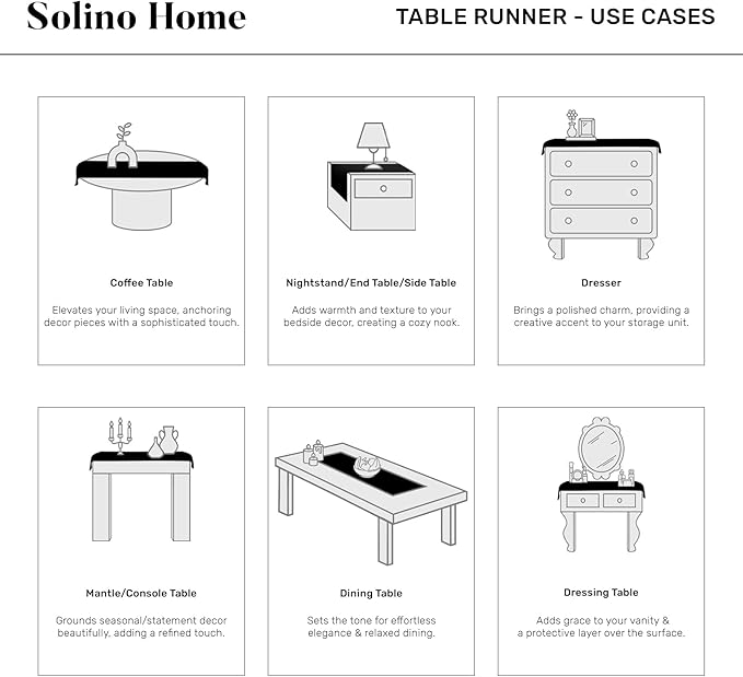 Solino Home Linen Hemstitch Table Runner 48 Inches - Cotton Linen Short Table Runner 14 x 48 Inch Ideal for Dresser and Coffee Tables - Spring, Summer