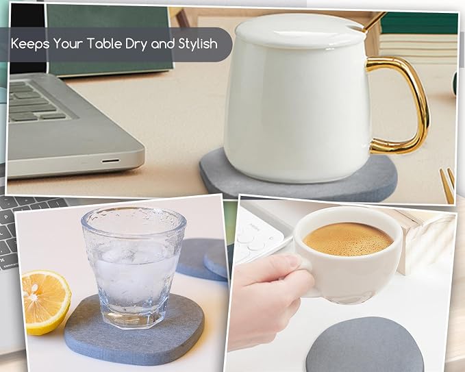 Diatomaceous Earth Coasters,3.9"x3.9", Quick-Dry, Absorbent, Heat-Resistant, Modern Stone Design, Dark Gray, Irregular Shape (2, Grey)