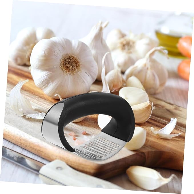 VALICLUD Manual Garlic Press Crusher Stainless Steel Mincer Tool Wide Handle for Easy Crushing for Home Cooking and Kitchen Use