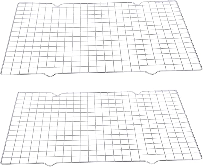 Set of 2 Rustproof Cooling Tray Stainless Steel Baking Sheet Oven Safe Bacons Rack for Camping and Home Kitchens Oven Safe Bacons Rack for Baking