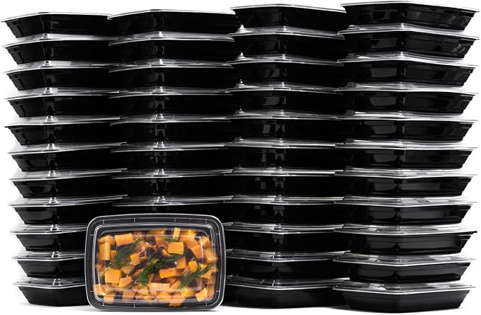 32 oz Reusable Food Storage 25 Pack Containers with Lids by EcoQuality – Rectangular BPA Free Freezer, Microwave & Dishwasher Safe – Airtight & Watertight Stackable, Lunch Meal Prep, To-Go, Bento Box