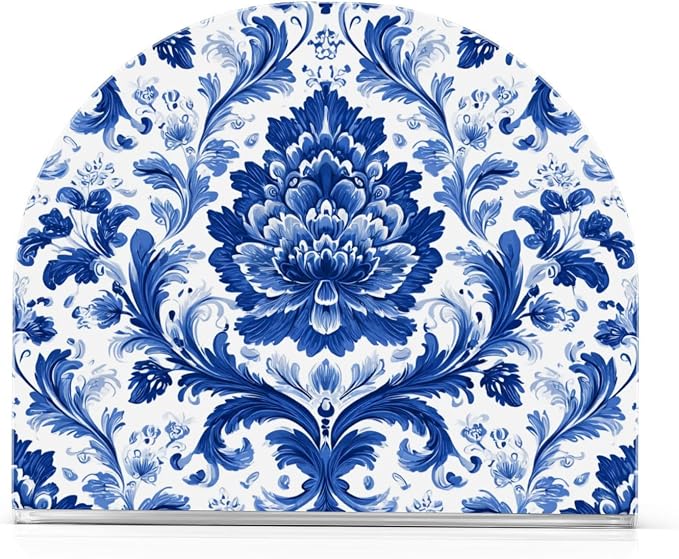 Napkin Holder Acrylic Napkin Holder for Table Kitchen Party Restaurant U Shaped Upright Napkin Dispenser Organizer Classic Blue and White Flower