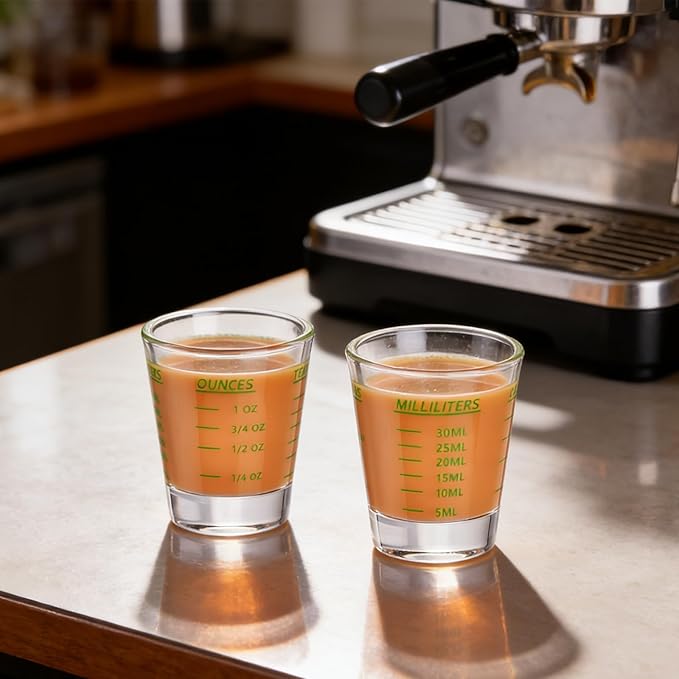 Shot Glass Measuring Cup，Espresso Shot Glass 26-Incremental Measurement 2 Tbs, 6 Tsp, 30ml, 1oz, Kitchen Tools，Bar Bartender Accessories, Jigger for Bartending (2 Pack-Green)