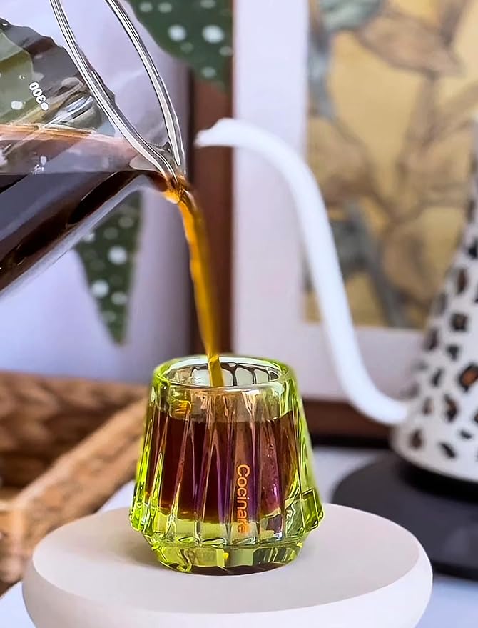 Cocinare KissCup Crystal Espresso Cup – 1.5oz Demitasse Cup for Espresso, Pour-over coffee & Tea, Lime Green, Art Crystal