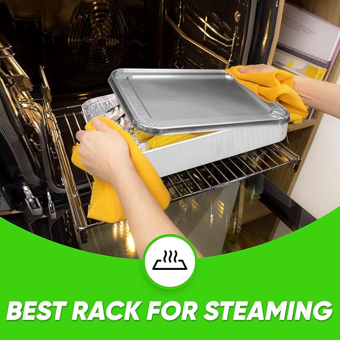 Nagid 100% Stainless Steel Rack - Fits Standard 21” x 13” Disposable Aluminum Pan – Size 18” x 10.5” x 1.5” - Great for Steaming - Cooling – Baking – Roasting - Grilling