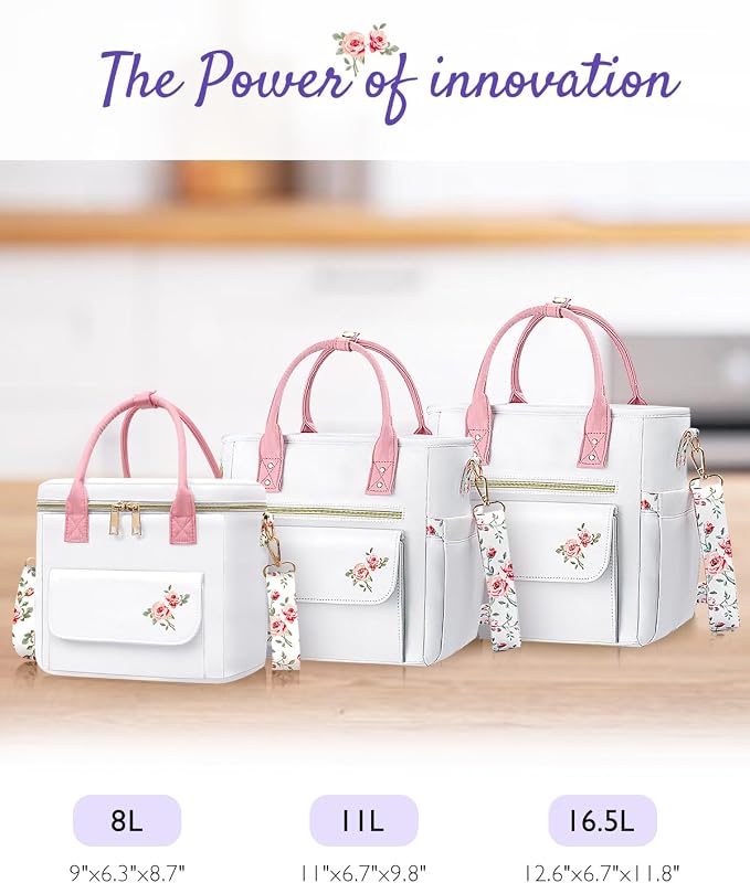 GLORIEROO Deluxe Insulated Lunch Box Bag Women - Leakproof Waterproof Cooler with Multi Pockets Removable Strap for Work Picnic - Teacher Mothers Day Christmas Birthday Gifts