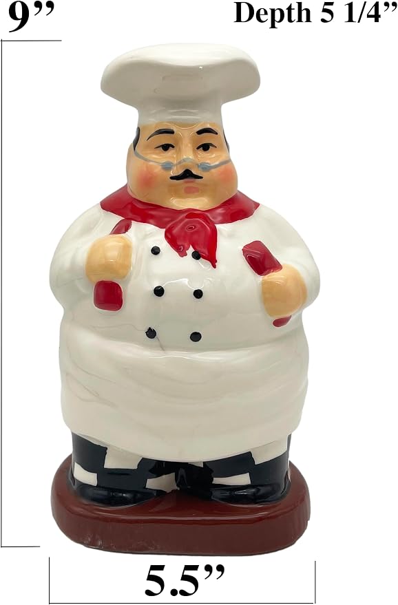 ACK Fat Chef Hand Painted Ceramic Utensil Jar, Utensil Holder, Modern Kitchen Decor, Kitchen Storage for Spoon, and More