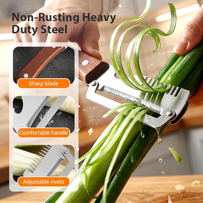 Multi-Functional Vegetable Peeler for Kitchen, 2026 Upgraded Stainless Steel Peeler, Durable Wooden Handle Peeler for Home Kitchen, Professional Kitchen Tool for Chefs Fruits (1PC)