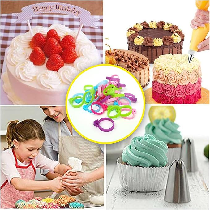 30 Pcs Pastry Bag Ties, Silicone Icing Bag Ties, Reusable Piping Bag Ties Decoration Bag Cake and Pastry Supplies Clips, Includes 5 Color. Suitable for Cupcakes Cookies and Pastry Seal (5 Color)