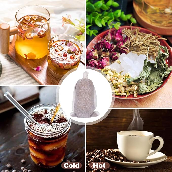 YQL Cold Brew Coffee Filter,50PCS 4x6 Inch No Mess Cold Brew Coffee Bags Disposable Mesh Brewing Bags Tea Filter Bag for Cold Brew Coffee or Tea