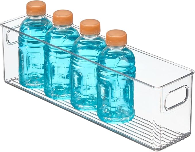 mDesign Plastic Kitchen Organizer - Storage Holder Bin with Handles for Pantry, Cupboard, Cabinet, Fridge/Freezer, Shelves, and Counter - Holds Canned Food, Snacks, Drinks, and Sauces - 6 Pack - Clear