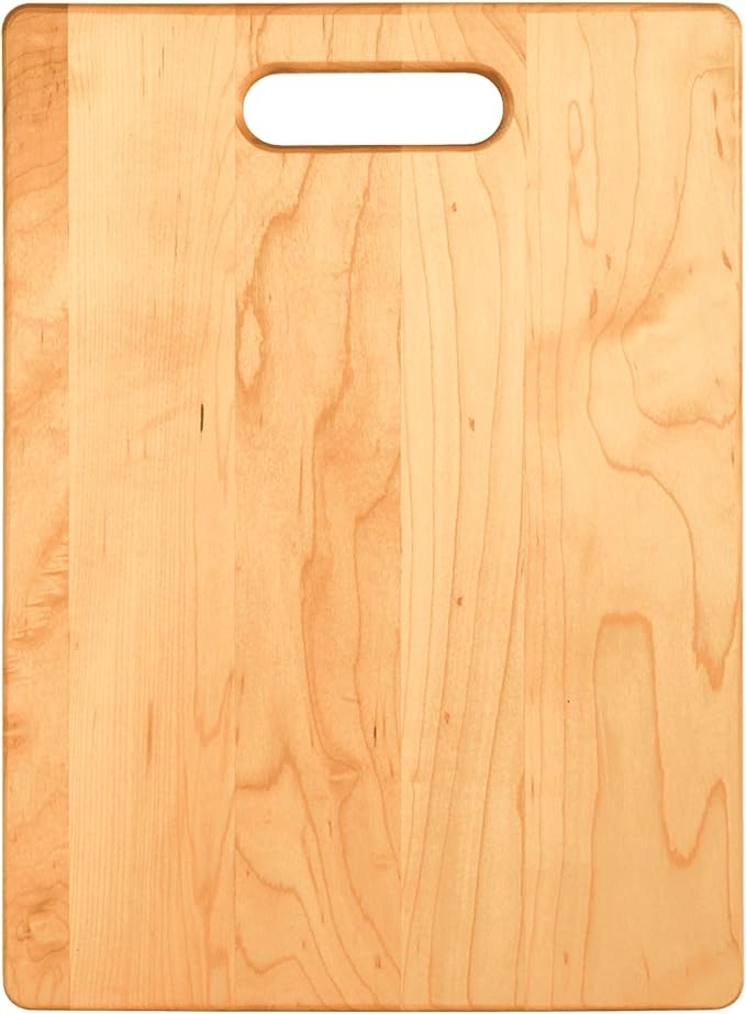 Handcrafted Maple Wood Cutting Board with Built-In Handle – Premium U.S.A. Made, Multiple Sizes – Thick Solid Maple, Chopping Block Perfect for Kitchen Prep or Personalized Engraved Gifts (Large)