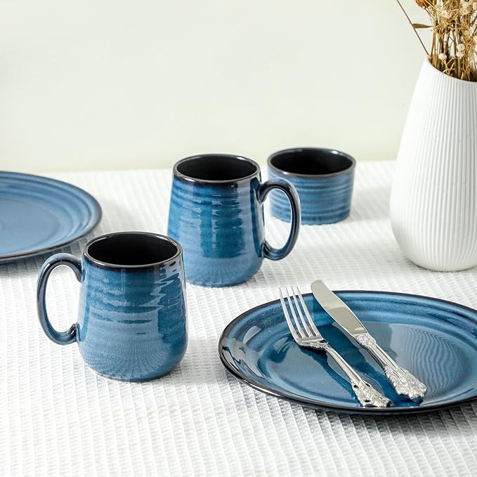 Coffee Mugs Set of 4,Ceramic 15 OZ Coffee Cups with Big Handle,Large Tea Cups for Hot Beverages,Yogurt,Cappuccino,Latte,Gift for Mom and Dad,Dishwasher Safe & Microwave Safe,Navy Blue