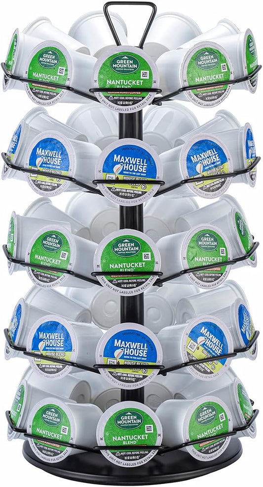 ZCDCP K cup Holder Carousel 5 Tier Coffee pod holder Metal Coffee Pods Storage Organizer Stand Compatible with 45 K Cup Pods