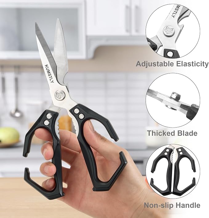 Kitchen Scissors All Purpose Kitchen Shears Heavy Duty for Cutting Chicken, Turkey, Meat, Bones, Vegetables Stainless Steel Spatchcock Shears Multipurpose Food Scissors