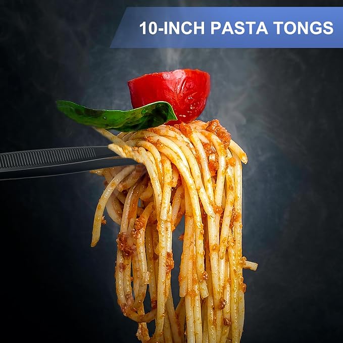 Kitchen Tweezer Pasta Tongs, 10-Inch Cooking Tweezers Food Tongs, Stainless Steel Culinary Tweezers Grilling Tongs