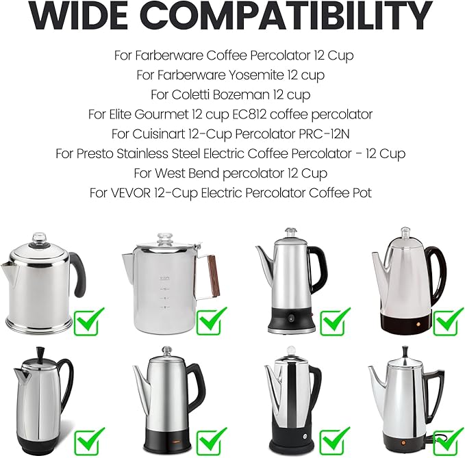 MIMORE Coffee Filters - 150 PCS Percolator Coffee Filters for Farberware 12 Cup, Presto 12 Cup, Coletti 12Cup, Elite Gourmet EC812, Disposable Coffee Filter Unbleached for Cuisinart PRC-12N