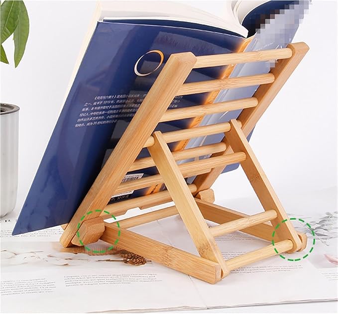Kitchen Recipe Holder Wooden Recipe Book Holder for Office Kitchen Counter Multifunctional Stand(B)